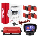 Set senzori de parcare AMiO LED-GRAF, 4 senzori interni negri, afisaj si buzzer, 12V