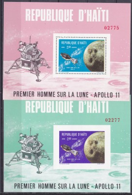 DB1 Cosmos Haiti 1969 Apollo 11 2 x SS MNH foto