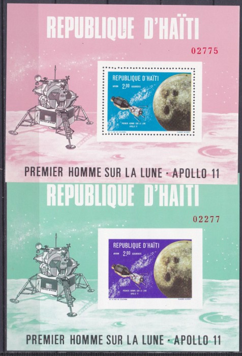 DB1 Cosmos Haiti 1969 Apollo 11 2 x SS MNH