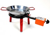 Set gatit paella fructe de mare Narpo Power 40, tigaie 40 cm, suport 3 picioare, arzator 2 cercuri, capac aluminiu, Garcima