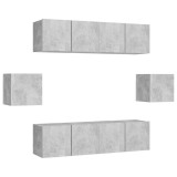 Cumpara ieftin Set de dulapuri TV, 6 piese, gri beton, lemn prelucrat