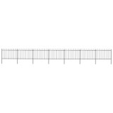 vidaXL Gard de grădină cu v&acirc;rf curbat, negru, 11,9 x 1,2 m, oțel