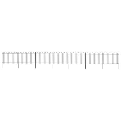 vidaXL Gard de grădină cu v&amp;acirc;rf curbat, negru, 11,9 x 1,2 m, oțel foto
