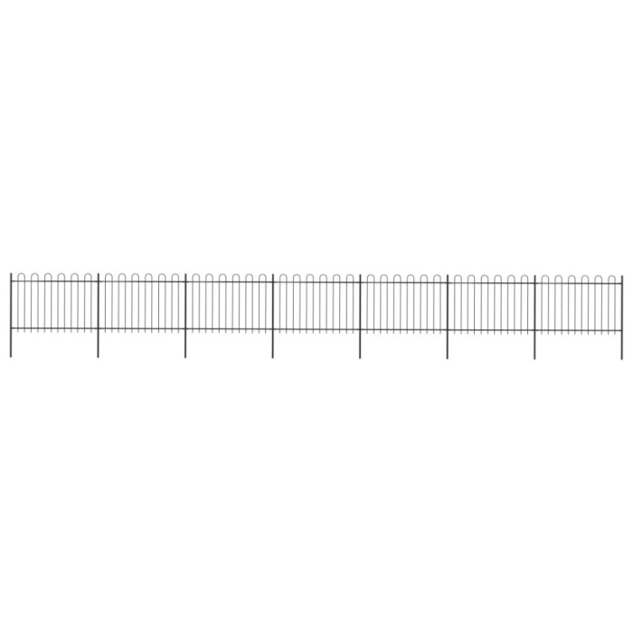 vidaXL Gard de grădină cu v&acirc;rf curbat, negru, 11,9 x 1,2 m, oțel