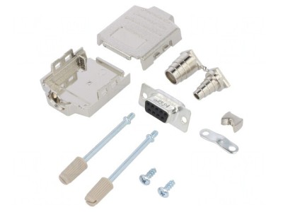 Conector D-Sub 9P Mamă Lipire pe Cablu Gold Flash UNC 4-40 foto