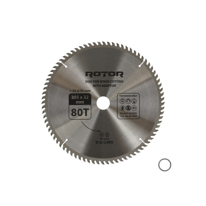 Disc taiat lemn ROTOR 305*32/30/25,4 cu adaptor 80T Innovative ReliableTools