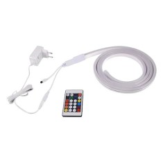 Banda/Furtun LED autoadeziv multicolor (WRGB) cu telecomanda de 2 m foto