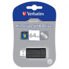 Stick memorie Verbatim Store 'n' Go PinStripe 64GB, USB 2.0, Black