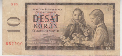 M1 - Bancnota foarte veche - Cehoslovacia - 10 coroane - 1960 foto