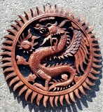 Superba aplica de perete din lemn masiv de suar sculptata integral manual