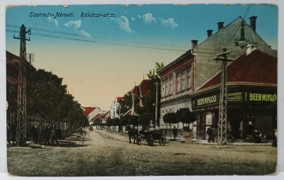 SATU MARE , STRADA RAKOCZI , INTERSECTIE CU MAGAZINE , CARTE POSTALA ILUSTRATA , 1915 foto