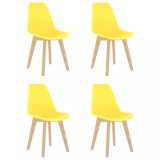 VidaXL Scaune de bucătărie, 4 buc., galben, plastic