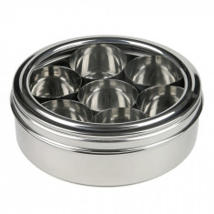 Suport pentru condimente KingHoff KH 1302, 7 Recipiente, Capac Transparent, Inox foto