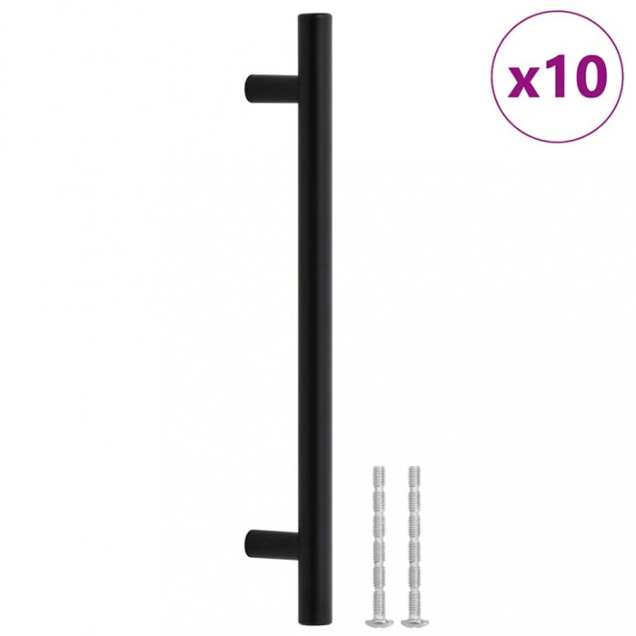 Manere de dulap, 10 buc., negru, 160 mm, otel inoxidabil