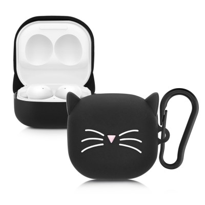 Husa pentru casti Samsung Galaxy Buds 2/Galaxy Buds Live, Kwmobile, Negru/Alb, Silicon, 57055.01 foto