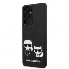 Husa Plastic - Piele Karl Lagerfeld Karl &Choupette pentru Samsung Galaxy S21 Ultra 5G, Neagra KLHCS21LPCUSKCBK