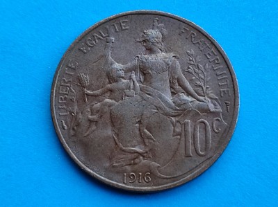10 Centimes 1916 Franta-in realitate arata bine foto