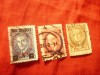 3 Timbre Albania 1927 si 1928 cu supratipar , val 2q are urma fragment, Stampilat