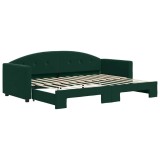 Cumpara ieftin Pat de zi cu extensie, verde inchis, 80x200 cm, catifea