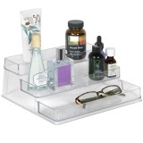 Etajera Pufo pentru prezentare si organizare medicamente si produse de make-up in trepte, 3 niveluri, 25.5 x 23.5 cm, transparent