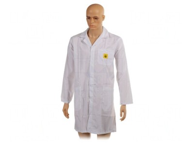 Halat ESD Unisex Alb M - Bumbac, Poliester, Fibră de Carbon foto