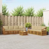 vidaXL Seturi de canapele 9 pcs Natural și Bej Lemn Solid de Acacia 3374588