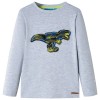 Tricou pentru copii cu m&acirc;neci lungi, gri melanj, 116, vidaXL