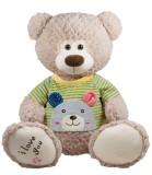 Ursuleț de Pluș Amek Toys 42 Cm Pufos cu Tricou Brodat Te Iubesc, Material Poliester