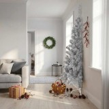 vidaXL Jumătate brad de Crăciun cu suport, argintiu, 240 cm, PET 344699