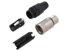 Conector XLR mufă mamă 3 pini drept pe cablu lipire 16A 14AWG