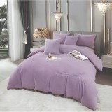Cumpara ieftin Lenjerie de Pat Brodate , Cearceaf cu Elastic, 6 Piese, Blană de Iepure Artificială cu Fir Scurt, Mov - JOJ641
