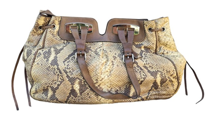 GEANTĂ DE UMĂR/M&Acirc;NĂ, TIP SHOPPER OVERSIZED, FRANCESCO BIASIA DIN PIELE NATURALĂ PITON