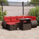 VidaXL Set canapele grădină perne 7 piese maro, poliratan/lemn acacia