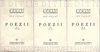 1275SPN Poezii de Ion Pillat, volumele 1-3, ediție definitivă, 1944, Fundația Culturală Regală Regele Mihai I, București foto