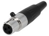 Conector Amphenol XLR mini mamă 3 pini, AG3F, orientare dreapta, montare prin lipire, 5A
