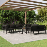VidaXL Set mobilier de grădină cu perne, 10 piese, antracit, aluminiu 3107819