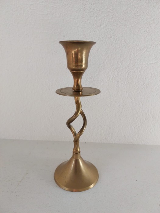 Suport lumanare Made in India metal bronz, 15cm inaltime