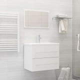 Set mobilier de baie, 2 piese, alb, lemn compozit