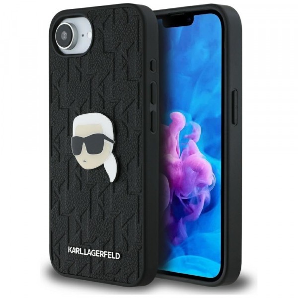 Husa pentru Apple iPhone 16e, Karl Lagerfeld, Monogram Karl&#039;s Head, Neagra