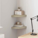 vidaXL Rafturi colț de perete, 2 buc., stejar, 25 x 25 x 3,8 cm, MDF 323905