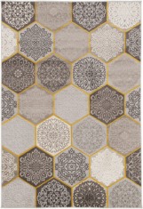 Covor Model Fiji 27212-255, Marime 80 x 150 cm, Gri, Inaltime Fir 7 mm, Antialergic, Polipropilena, Living, Dormitor, Sufragerie, Birou foto