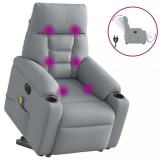 vidaXL Fotoliu electric masaj rabatabil cu ridicare, gri &icirc;nchis textil