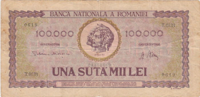 ROMANIA 100000 LEI IANUARIE 1947 F