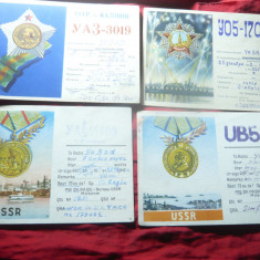 Set 4 Carti Postale corespondenta Radio URSS - Ordine Medalii ale URSS ,anii'50