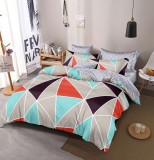 Cumpara ieftin Lenjerie de pat pentru o persoana cu husa elastic pat si 2 fete perna dreptunghiulara, Lamia, bumbac mercerizat, multicolor
