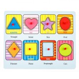 Puzzle Educativ Lemn, Model Forme, 8 Piese, Multicolor, 22x18cm, Oem