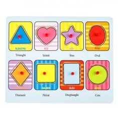 Puzzle Educativ Lemn, Model Forme, 8 Piese, Multicolor, 22x18cm