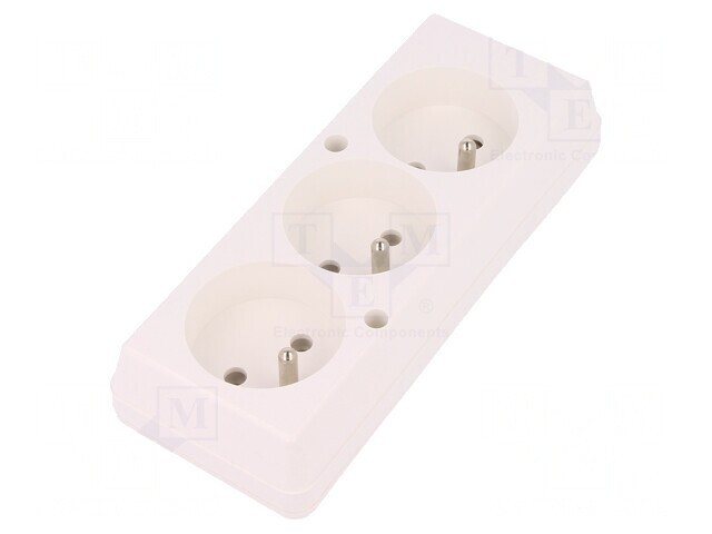 Conector Alimentare AC Splitter 2P PE 250V 16A Alb