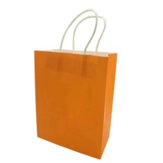 Set 100 Pungi de Hartie cu Maner, 25x14x30 cm, 90 g/m&amp;sup2;, Portocaliu, Pungi Hartie, Pungi din Hartie cu Maner, Pungi de Hartie Colorate, Pungi Hartie Co foto