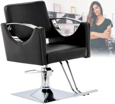 Scaun de coafat Luna hidraulic rotativ pentru salonul de coafură Suport cromat scaun de coafor